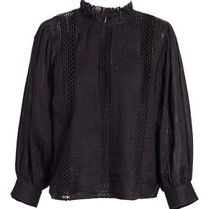 Frame Ruffled Lace Top in Black size M